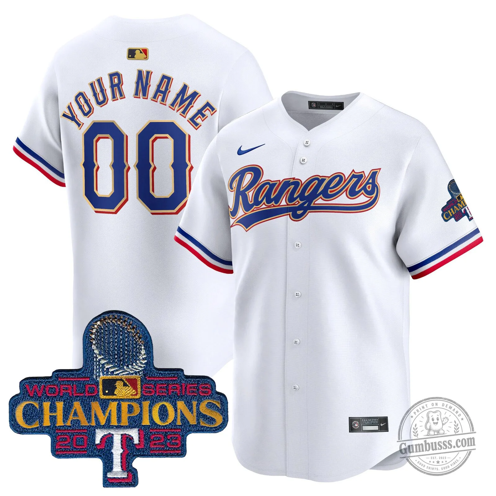 Custom Baseball Jersey for Texas Rangers 2023 World Series Champions
