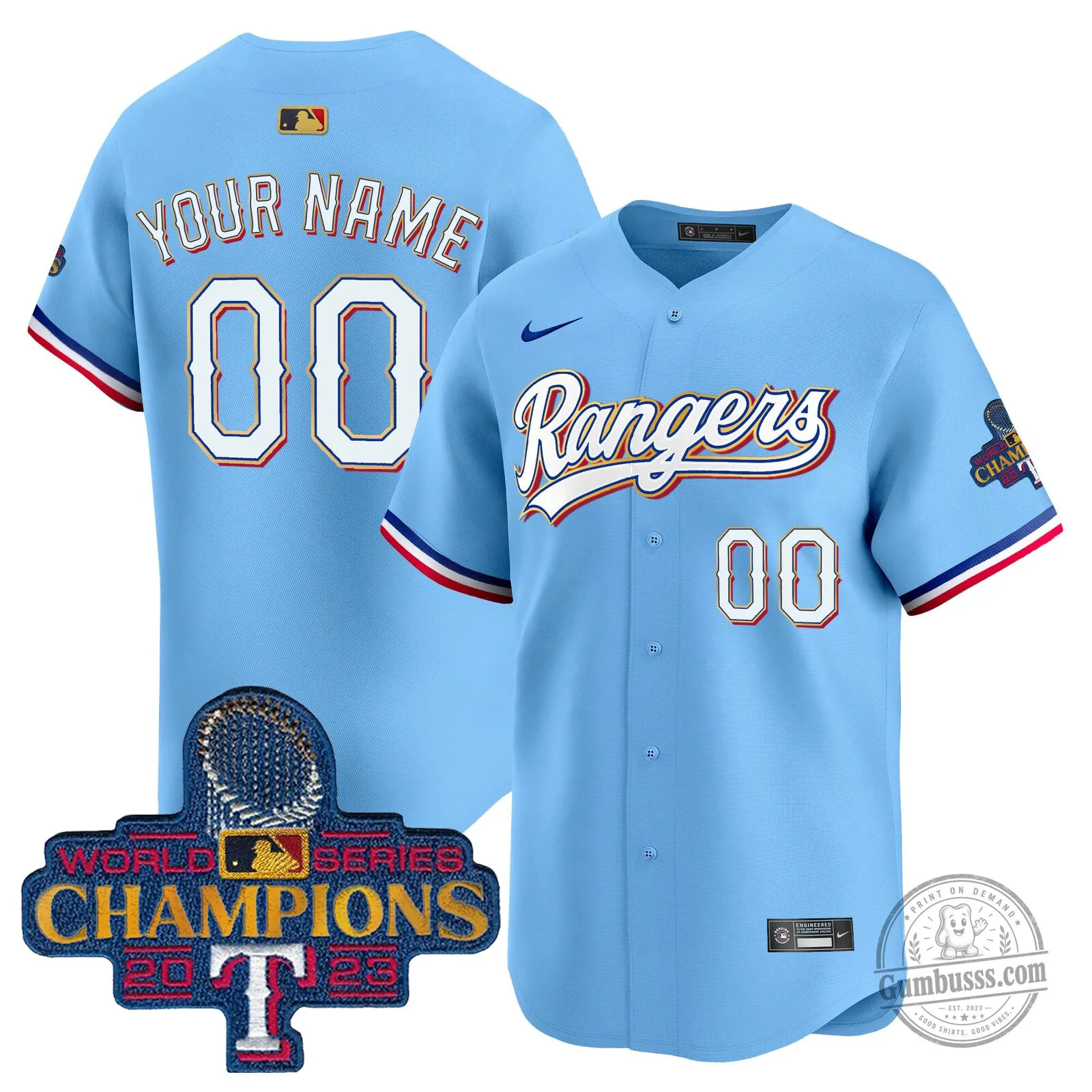 Custom Baseball Jersey for Texas Rangers 2023 World Series Champions 15 Custom Baseball Jersey for Texas Rangers 2023 World Series Champions