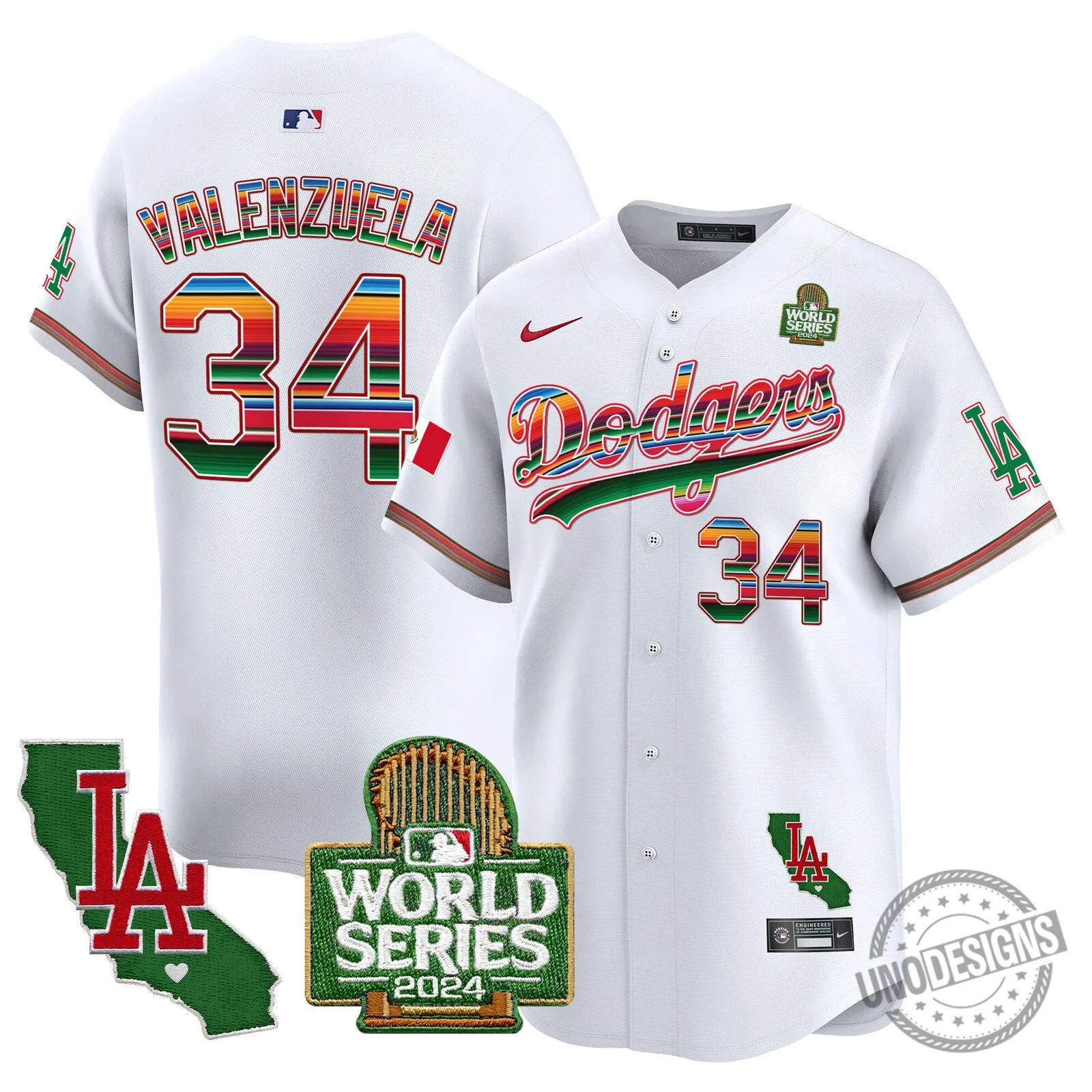 Los Angeles Dodgers 2024 World Series Fernando Valenzuela Baseball Jersey