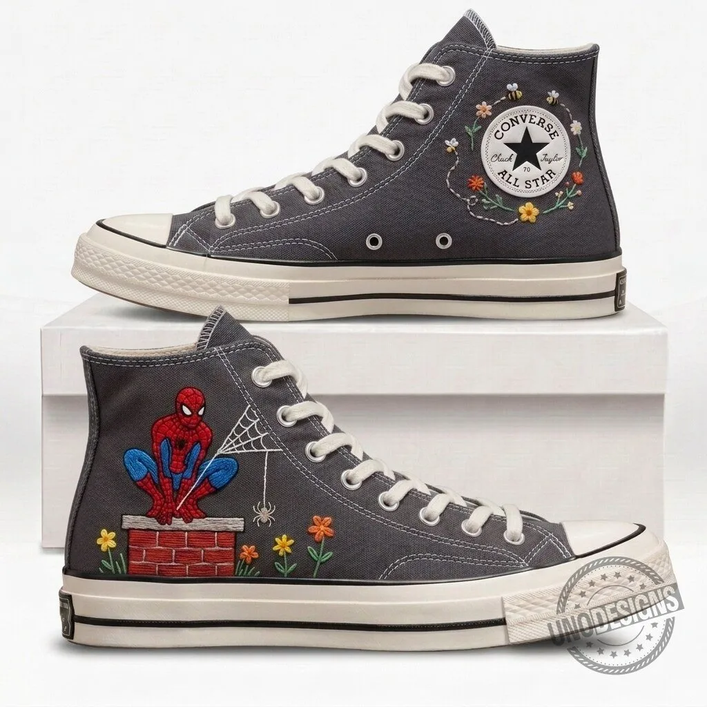 Spider-Man Embroidered Converse Chuck Taylor All Star High-Top Sneakers 8 Spider-Man Embroidered Converse Chuck Taylor All Star High-Top Sneakers