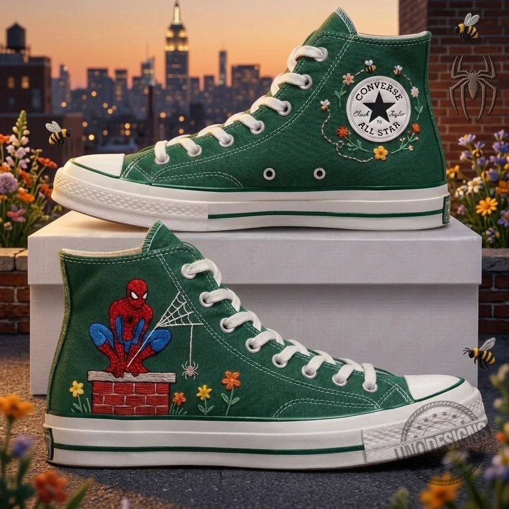 Spider-Man Embroidered Converse Chuck Taylor All Star High-Top Sneakers 10 Spider-Man Embroidered Converse Chuck Taylor All Star High-Top Sneakers