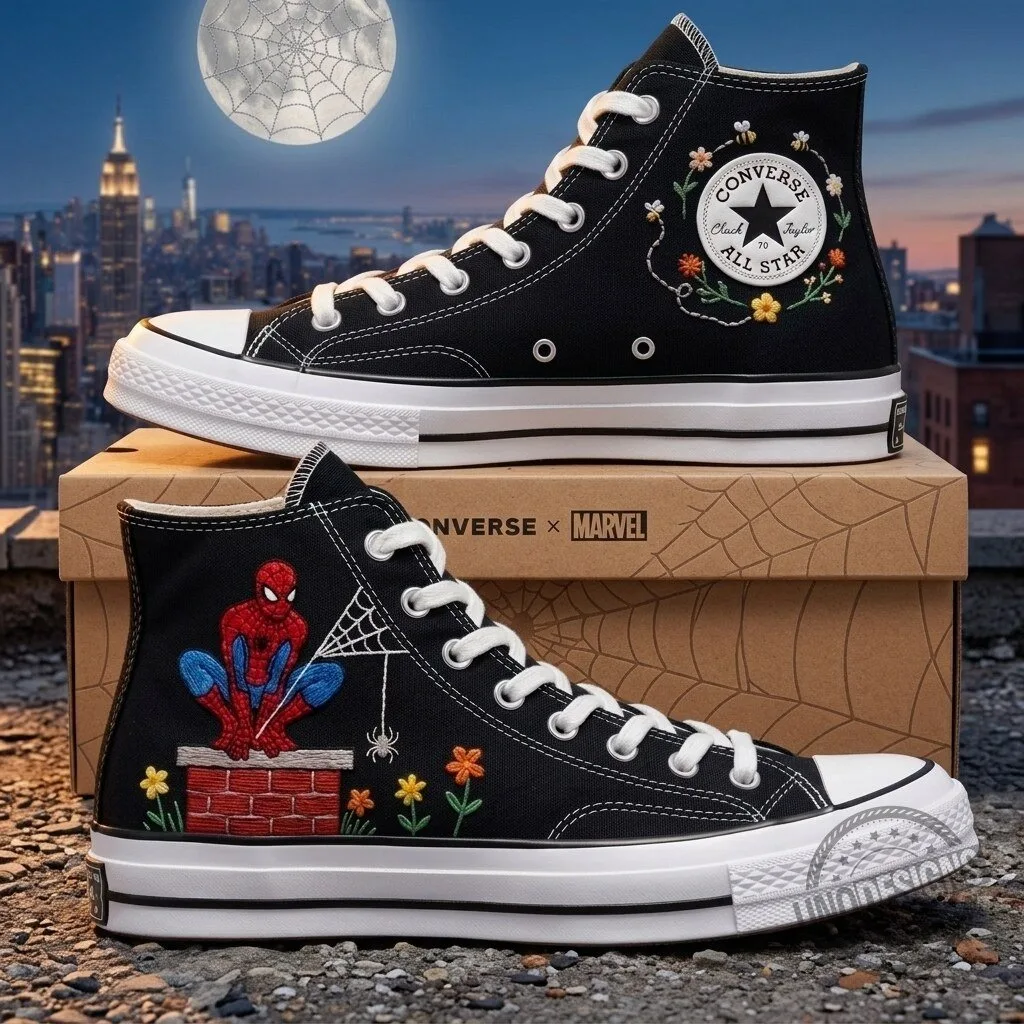 Spider-Man Embroidered Converse Chuck Taylor All Star High-Top Sneakers 11 Spider-Man Embroidered Converse Chuck Taylor All Star High-Top Sneakers
