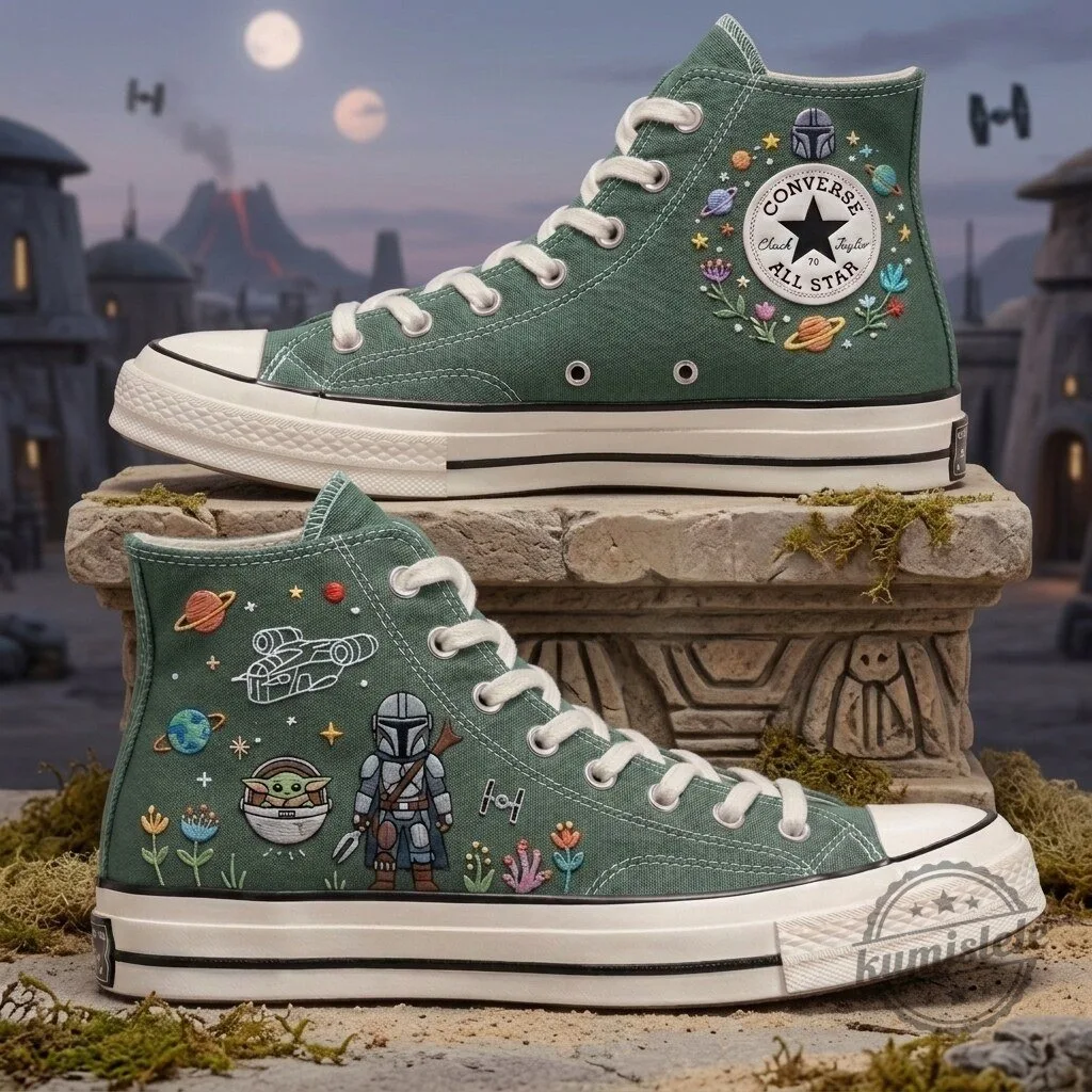 Star Wars The Mandalorian Grogu Embroidered Converse Chuck Taylor All Star High-Top Shoes