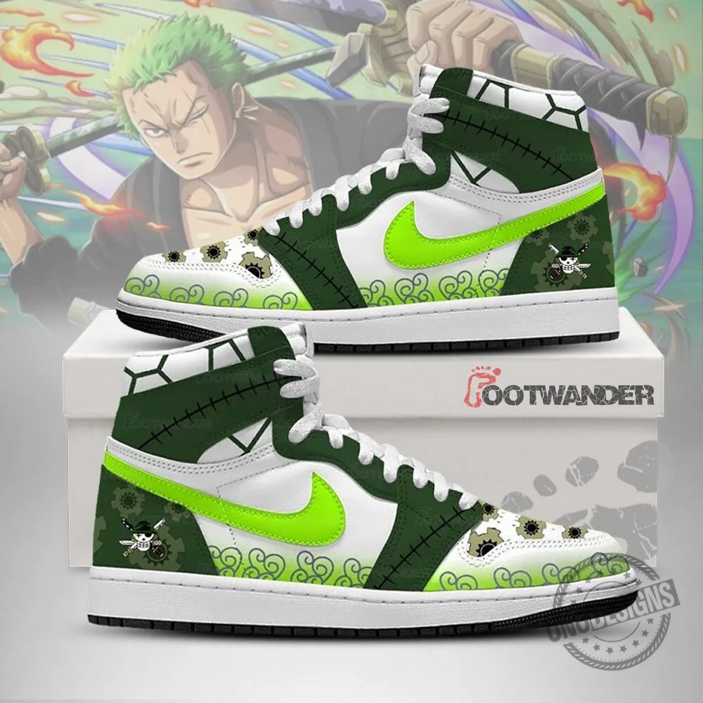 Roronoa Zoro One Piece Anime Character Green High Top Shoes