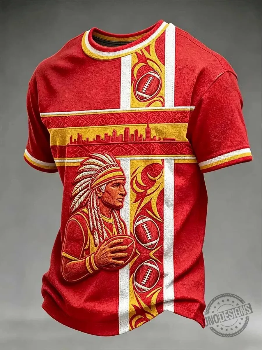 Kansas City Chiefs Football Native American Headdress Red T-Shirt