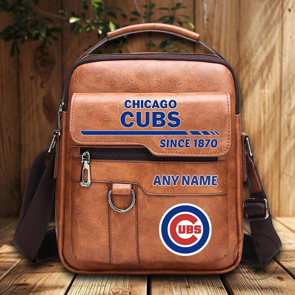 Chicago Cubs Personalized Name Vintage PU Leather Shoulder Bag