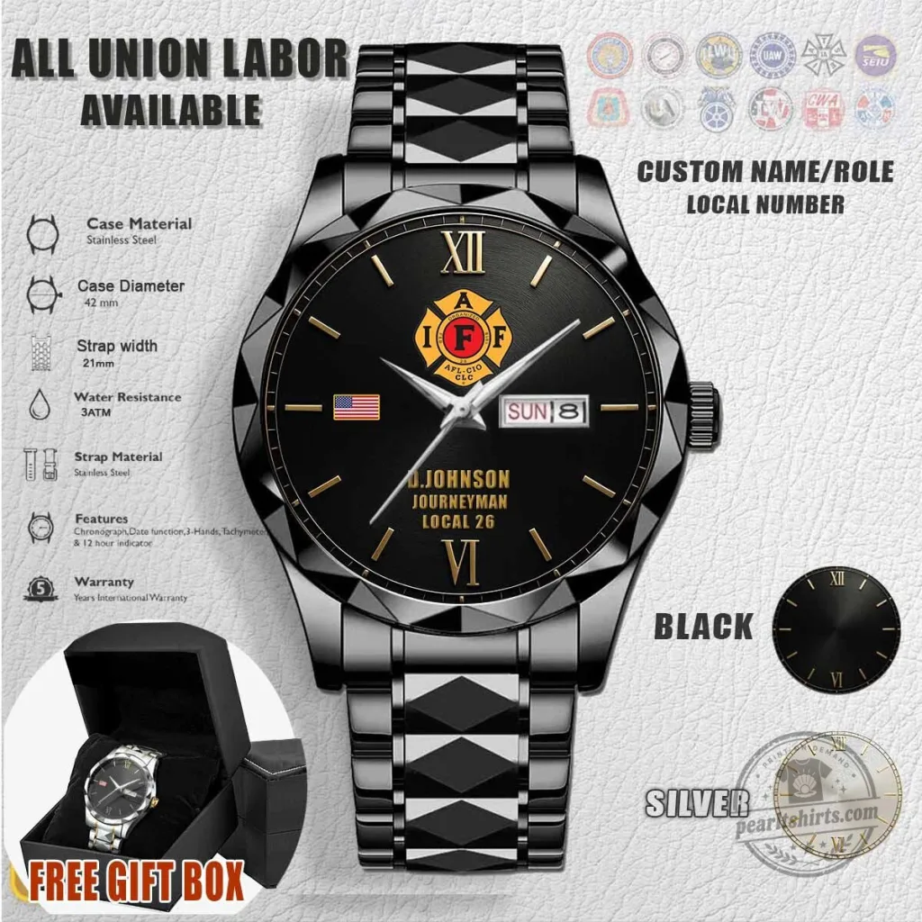 International Association of Fire Fighters AFL-CIO Union Stainless Steel Watch International Association of Fire Fighters AFL-CIO Union Stainless Steel Watch