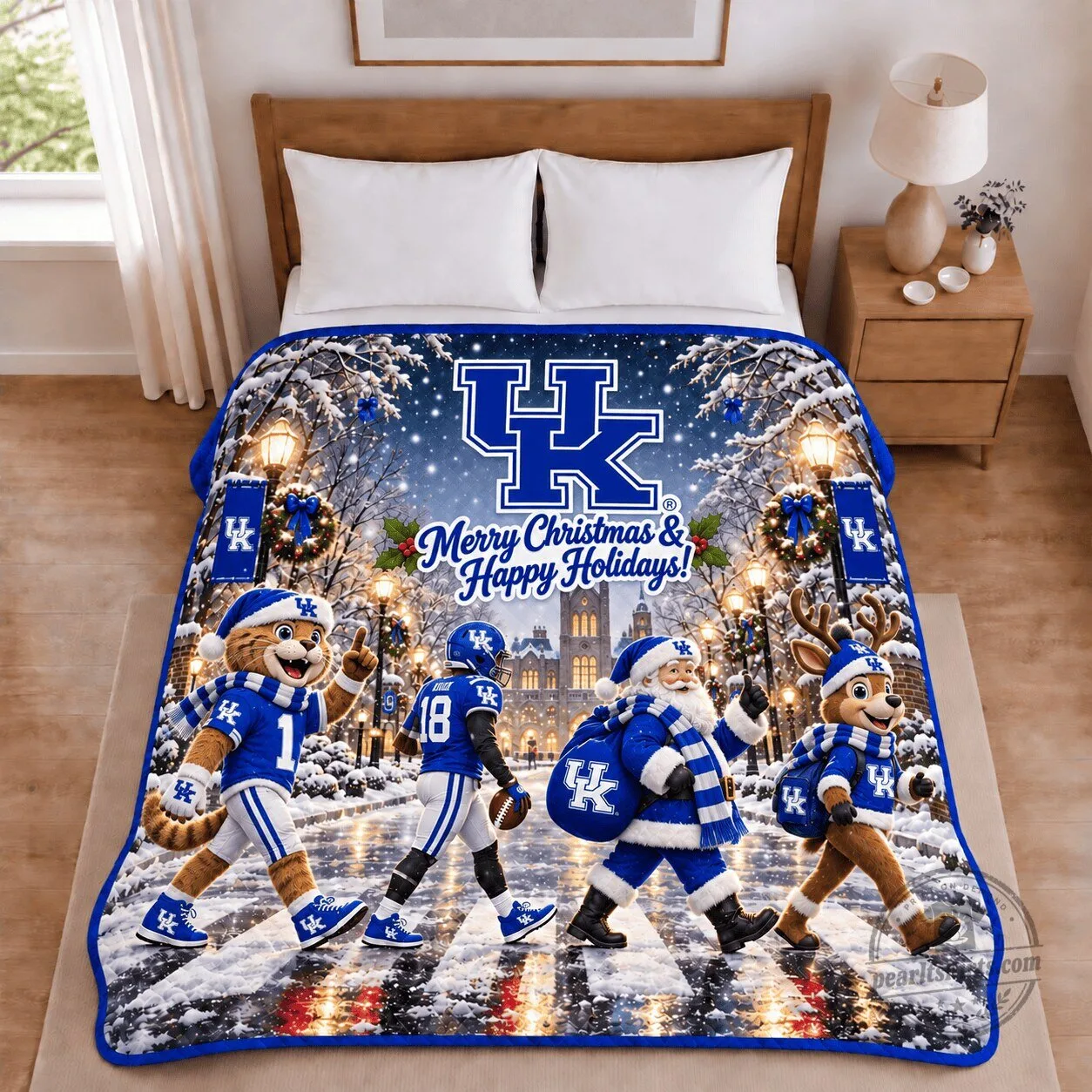 Kentucky Wildcats Christmas Football Holiday Blanket - Merry Christmas Happy Holidays