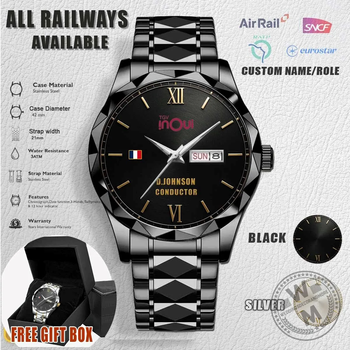 TGV inOui French Railways Personalized Stainless Steel Watch