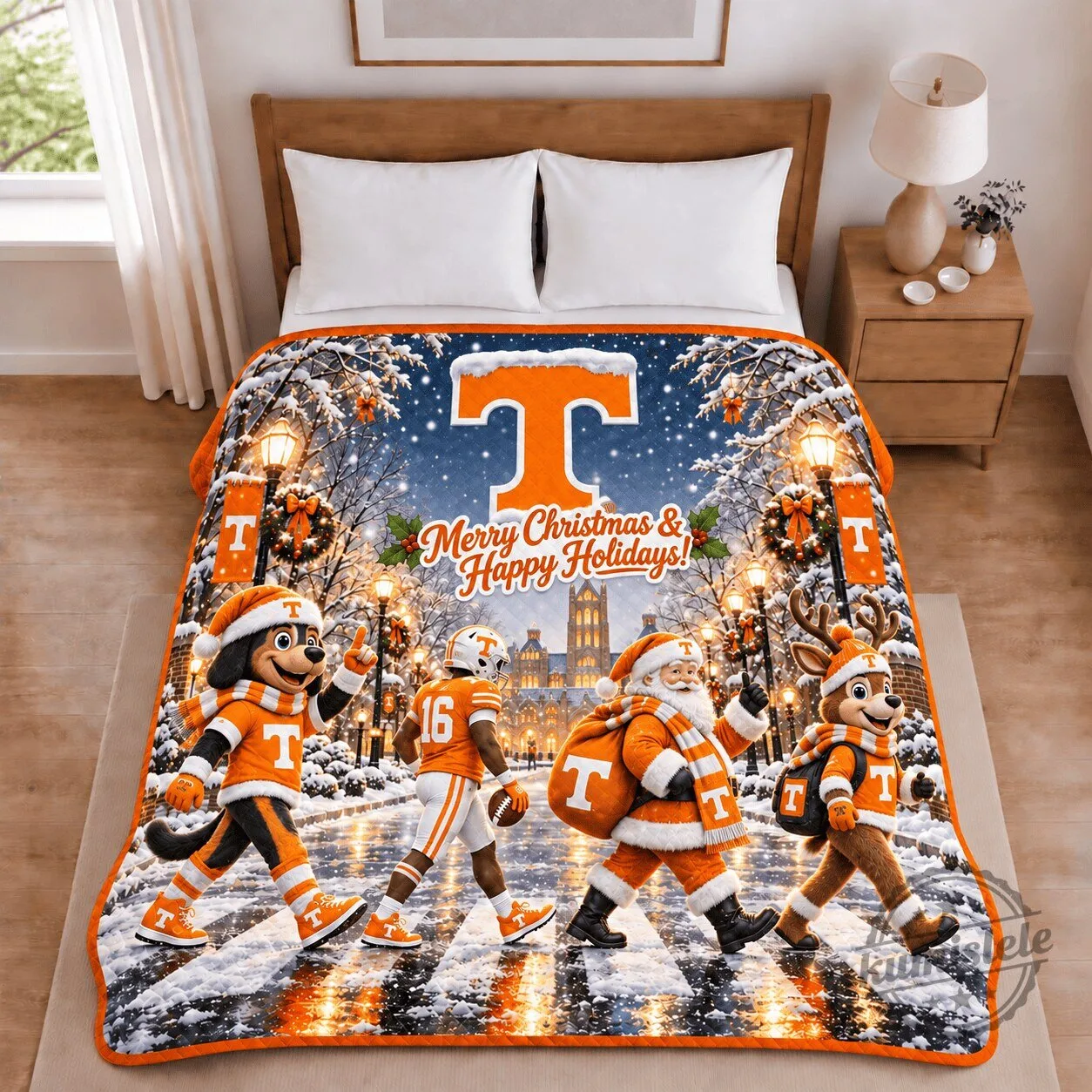 Tennessee Volunteers Christmas Football Merry Christmas Happy Holidays Blanket