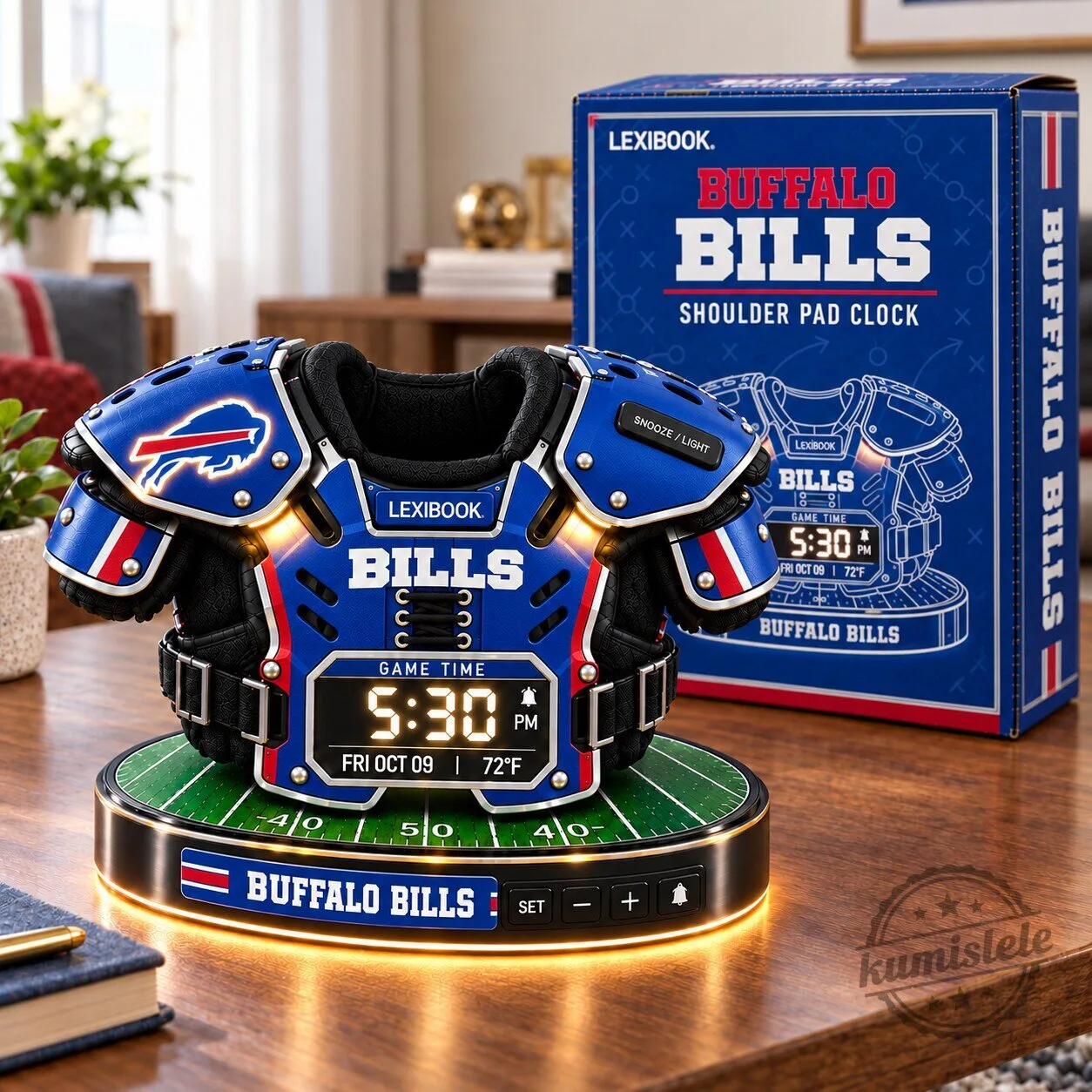 Buffalo Bills Shoulder Pad Digital Alarm Clock with Game Time Display