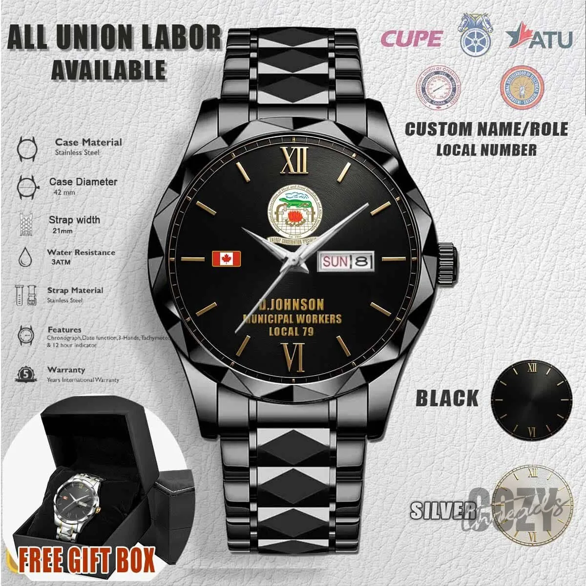 Custom Municipal Workers Union Local 79 Stainless Steel Watch
