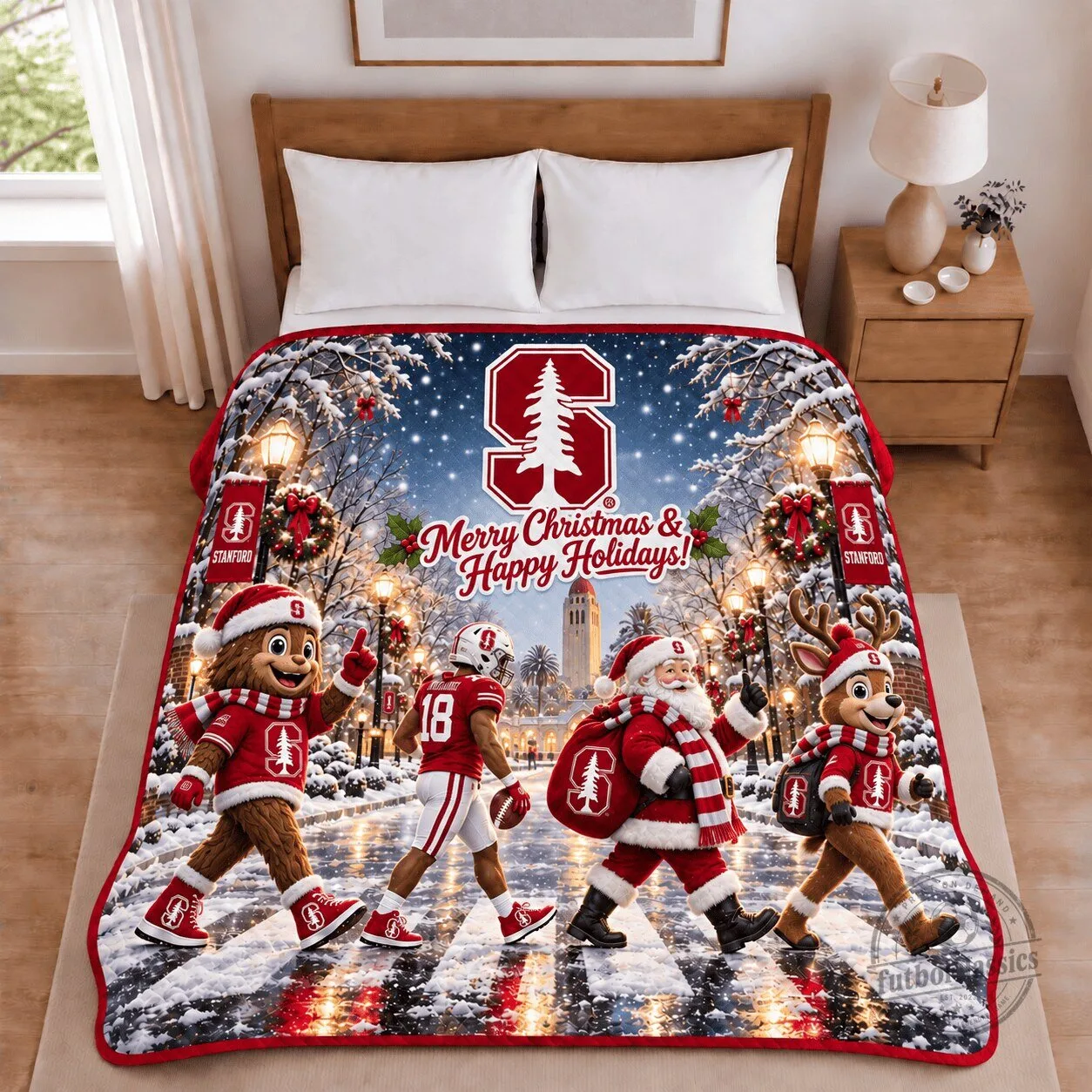 Stanford Cardinal Christmas Football Holiday Blanket for Fans