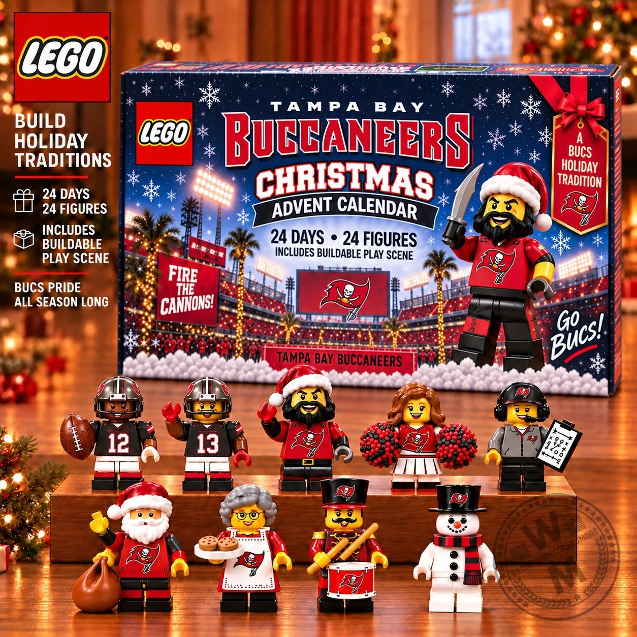 Tampa Bay Buccaneers Christmas Advent Calendar with 24 LEGO Minifigures