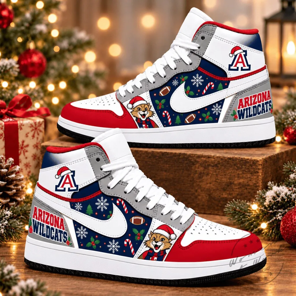 Arizona Wildcats Christmas Holiday Football High Top Sneakers Arizona Wildcats Christmas Holiday Football High Top Sneakers