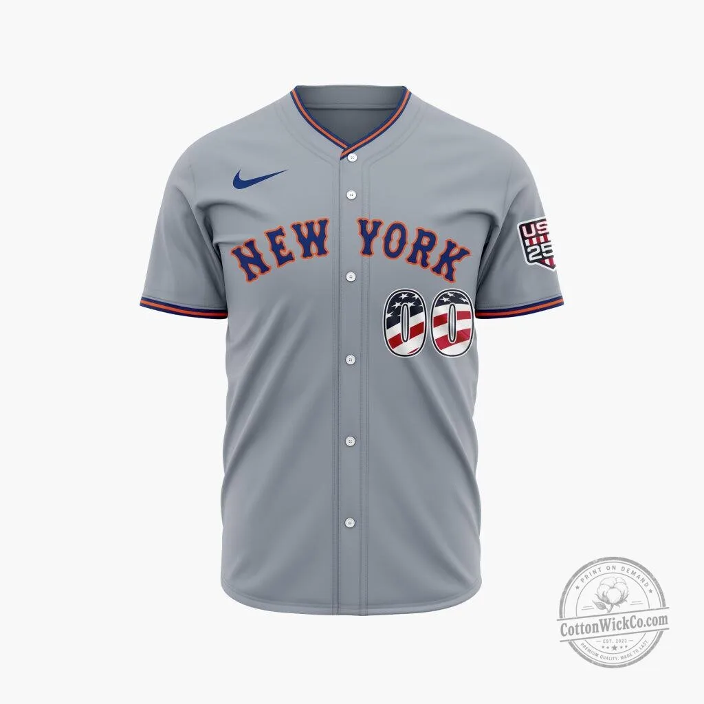 New York Mets Personalized Stars and Stripes Fourth of July Baseball Jersey 4 New York Mets Personalized Stars and Stripes Fourth of July Baseball Jersey