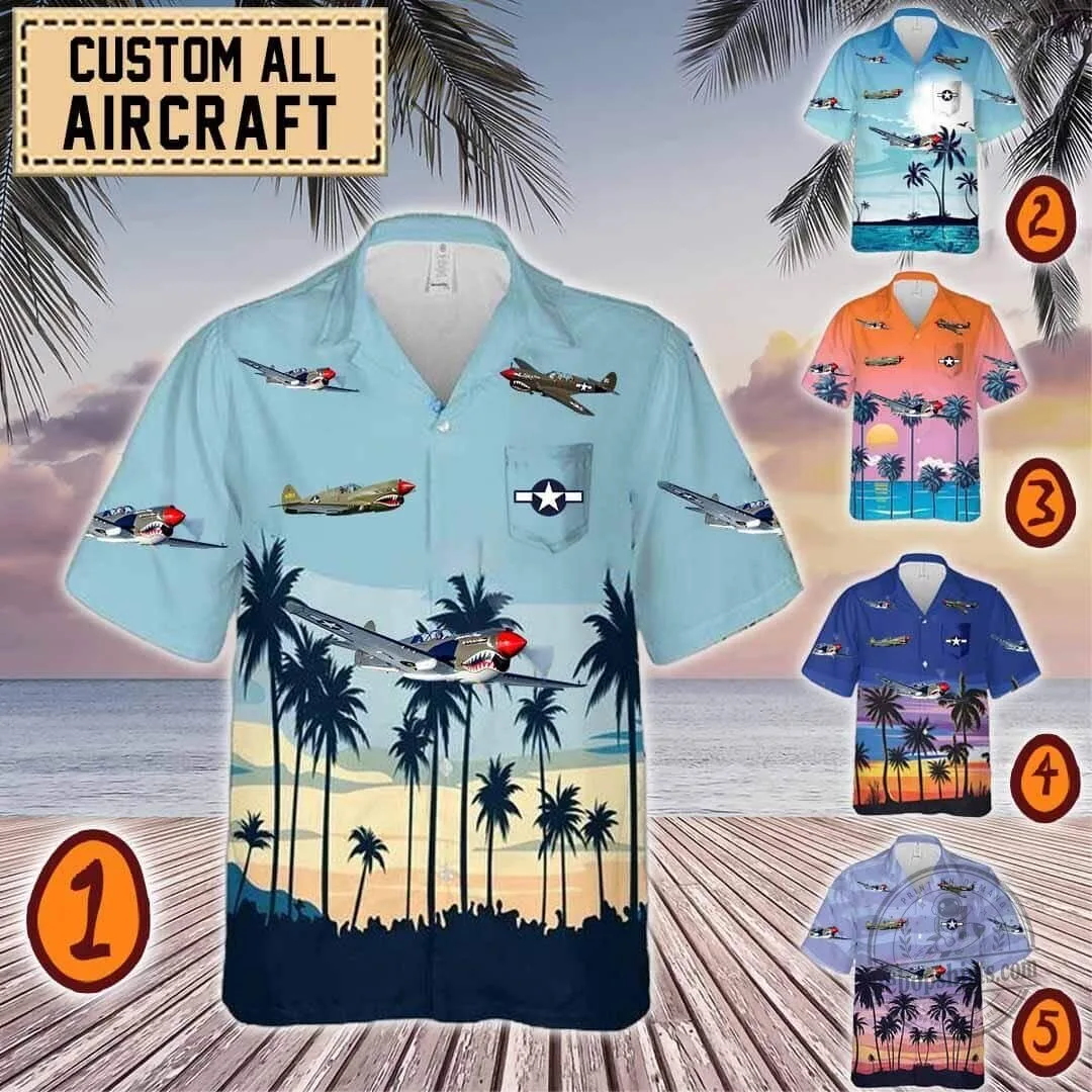 P-40 Warhawk Fighter Plane Military Aircraft Hawaiian Shirt