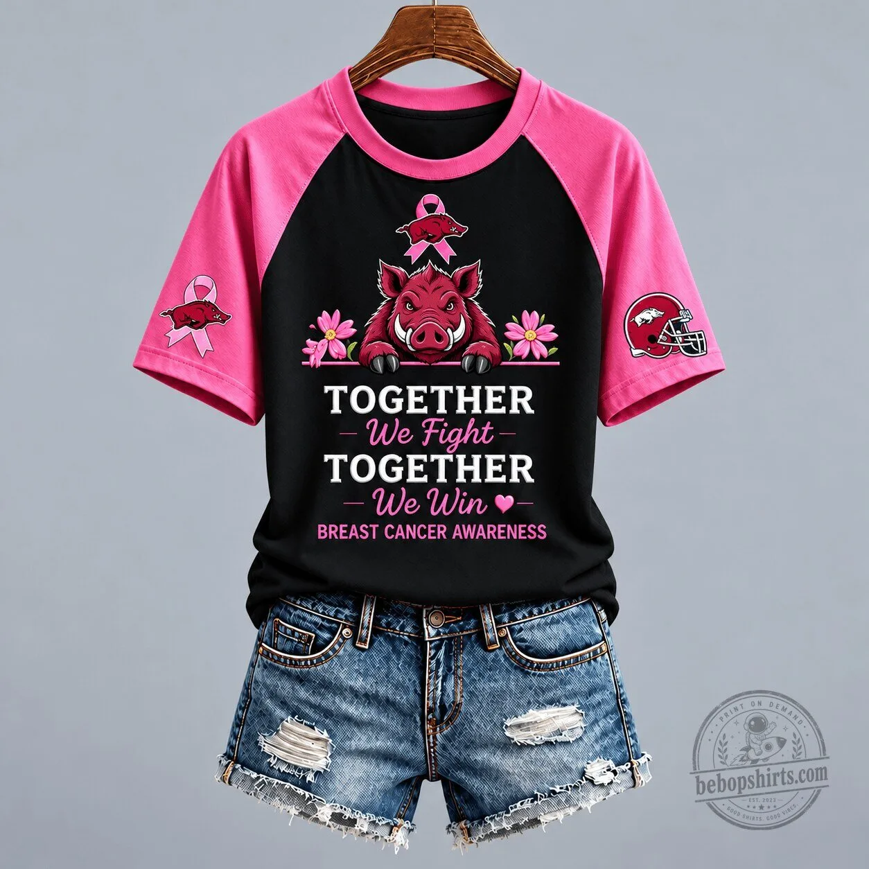 Arkansas Razorbacks Breast Cancer Awareness Together We Fight T-Shirt