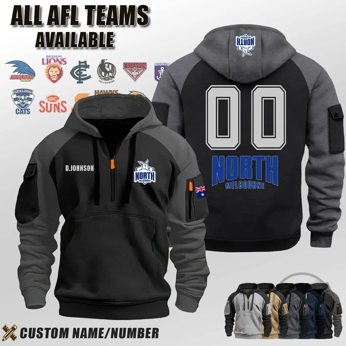North Melbourne Kangaroos Australian Football League Half-Zip Hoodie