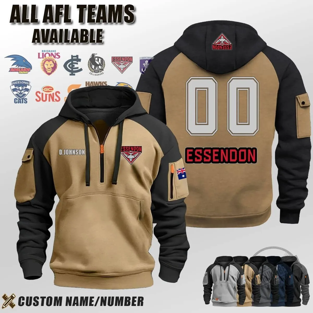 North Melbourne Kangaroos Australian Football League Half-Zip Hoodie 9 North Melbourne Kangaroos Australian Football League Half-Zip Hoodie