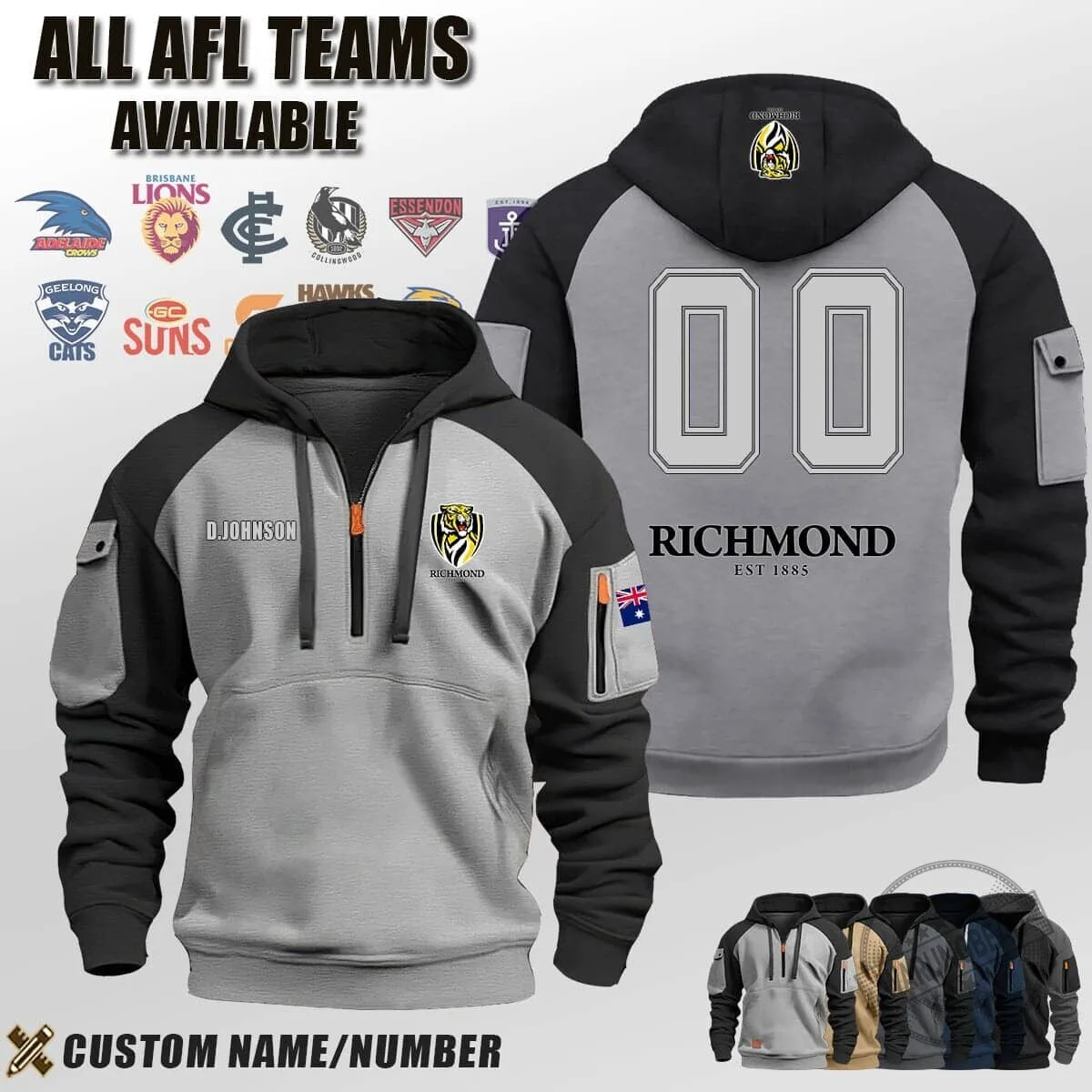 North Melbourne Kangaroos Australian Football League Half-Zip Hoodie 10 North Melbourne Kangaroos Australian Football League Half-Zip Hoodie