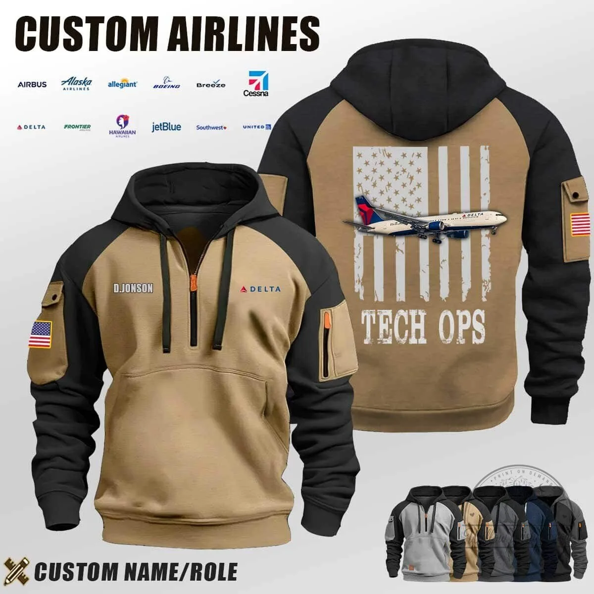 American Airlines Flag Tech Ops Half-Zip Hoodie 11 American Airlines Flag Tech Ops Half-Zip Hoodie