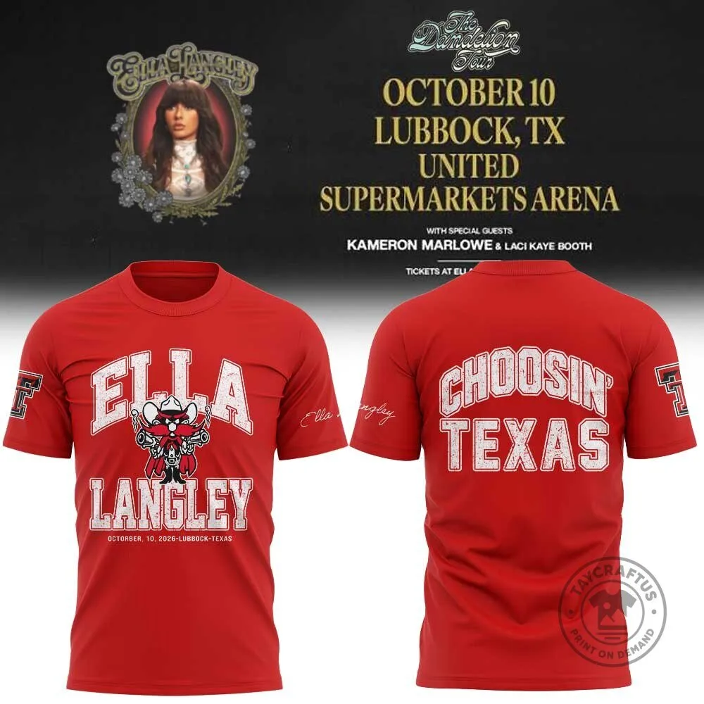 Ella Langley The Dandelion Tour Texas Tech Red Raiders T-Shirt