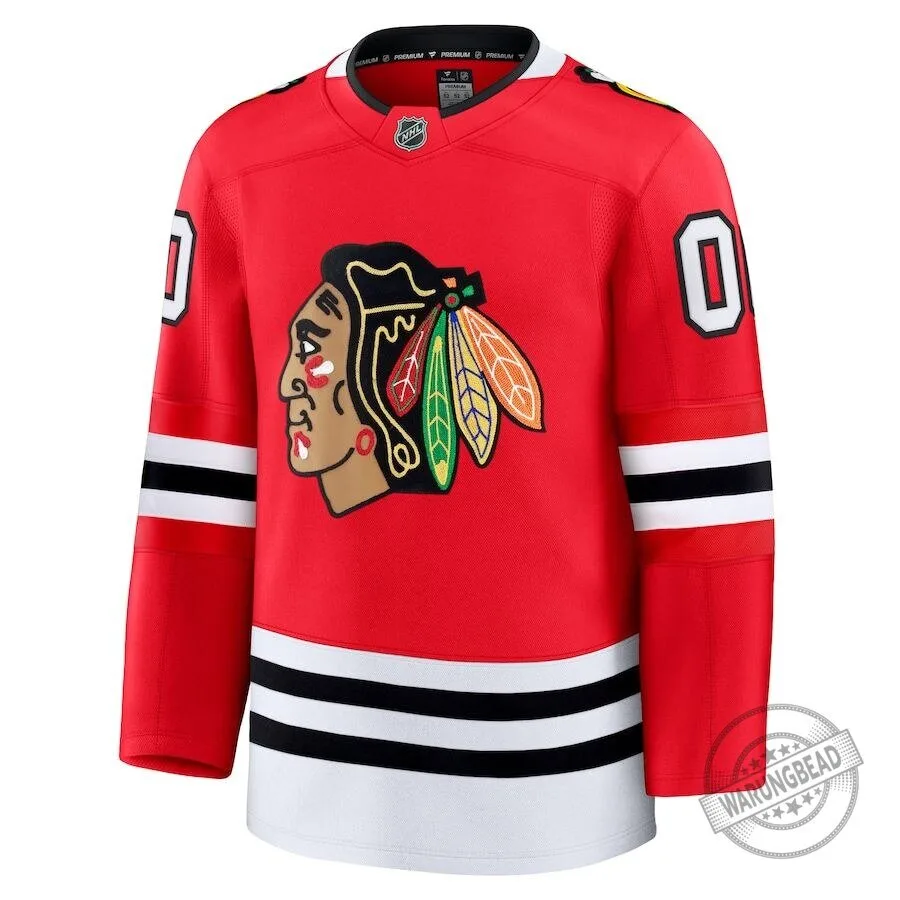 Chicago Blackhawks Home Red Hockey Jersey with Number 0 NHL Fanatics Branded
