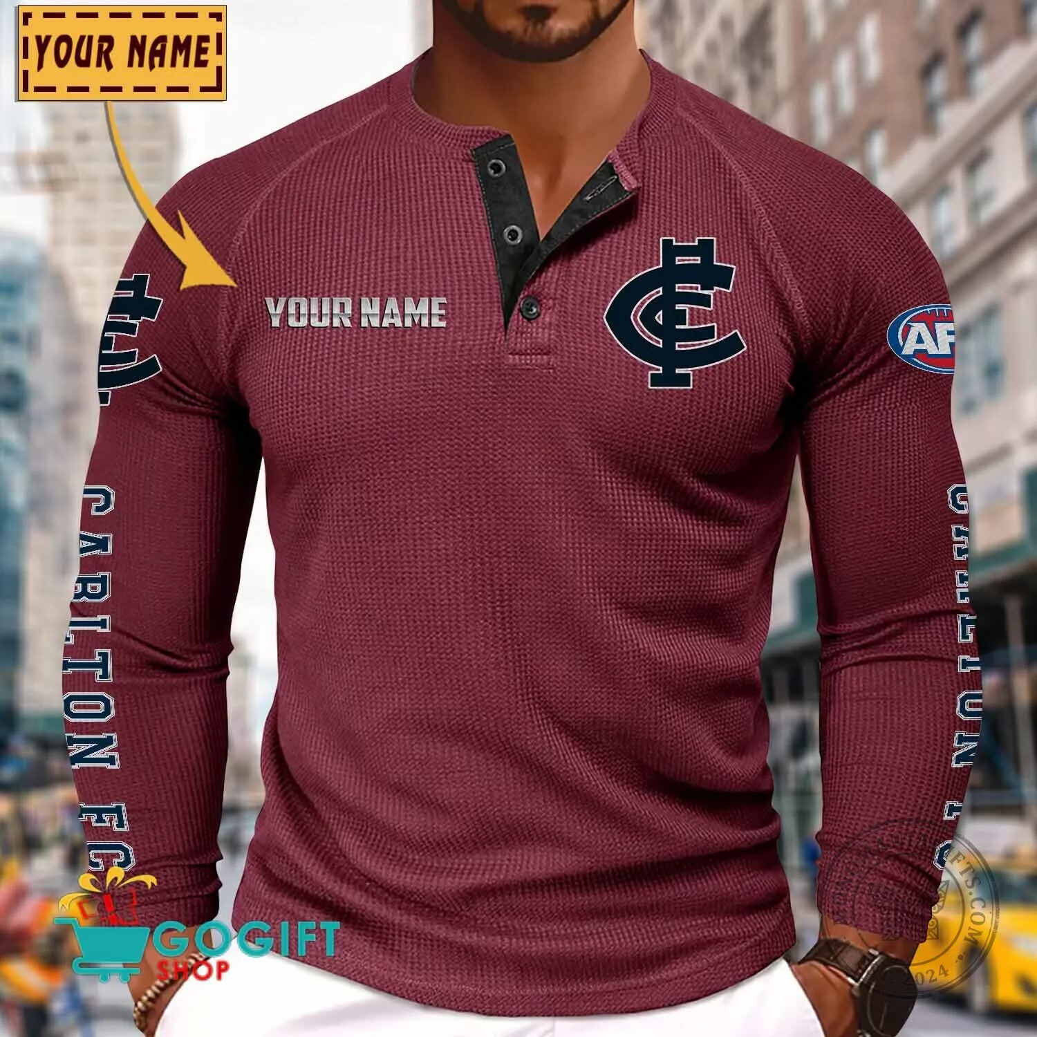 Carlton Football Club Personalized Long Sleeve Henley Shirt 11 Carlton Football Club Personalized Long Sleeve Henley Shirt