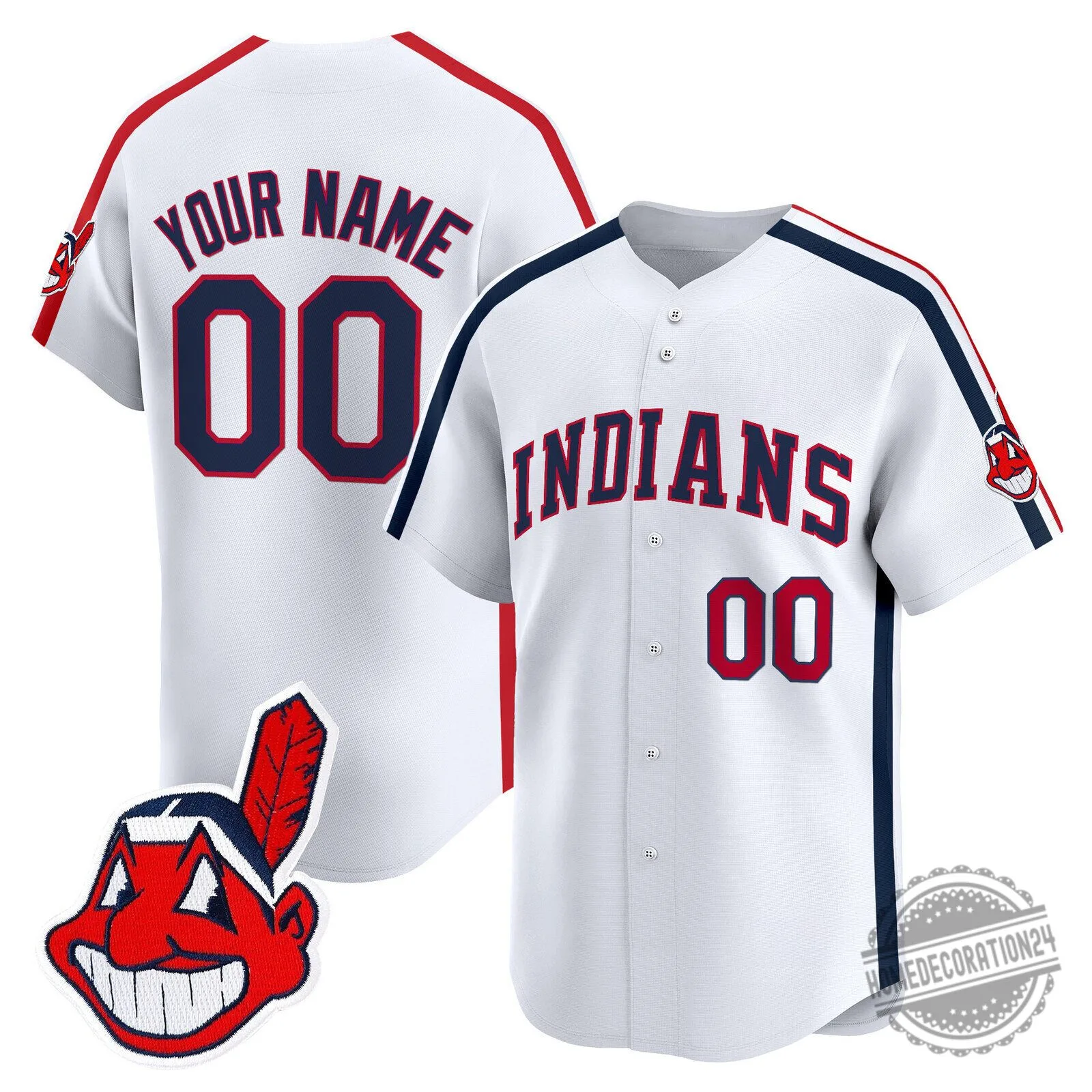 Cleveland Indians Custom Baseball Jersey with Your Name and Number