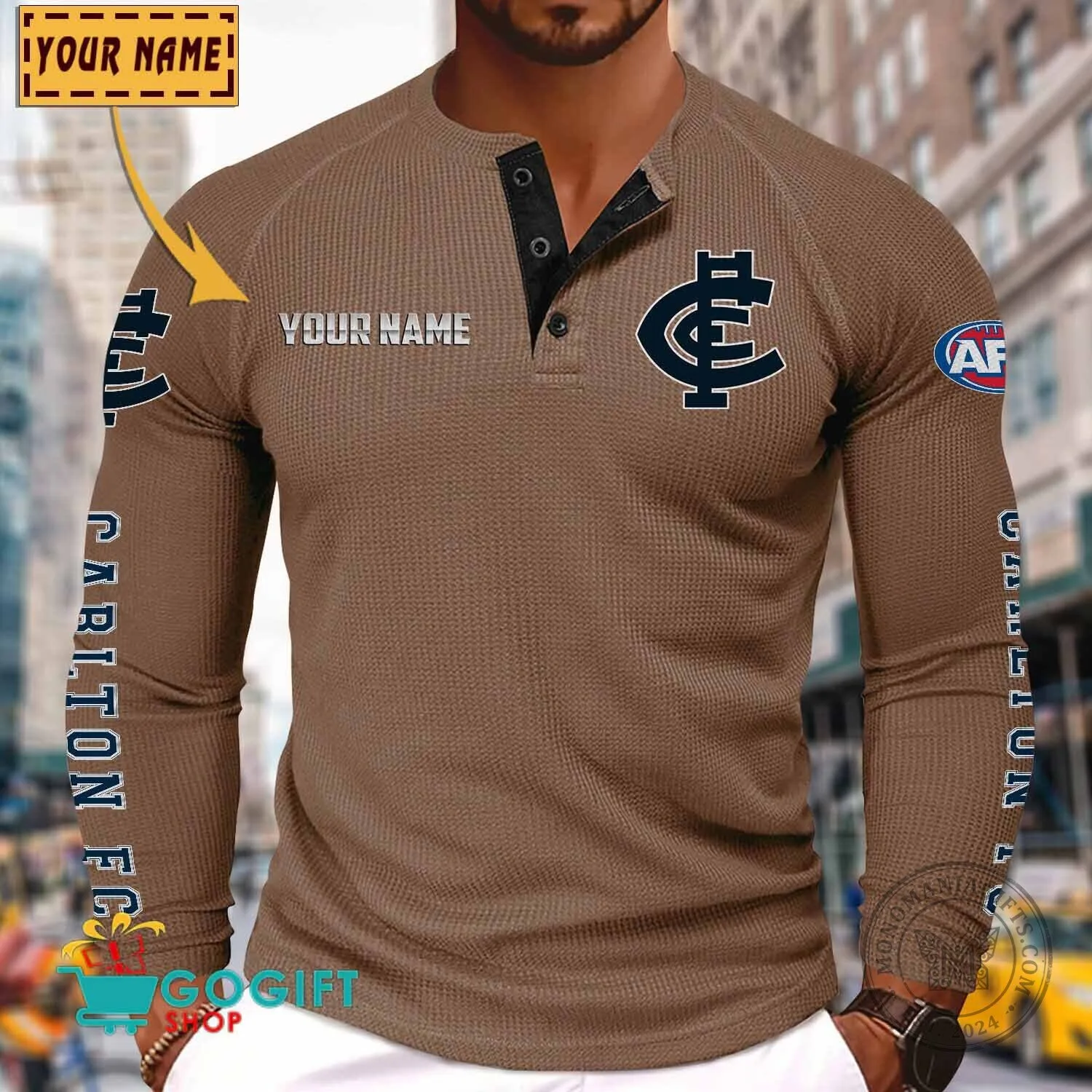 Carlton Football Club Personalized Long Sleeve Henley Shirt 12 Carlton Football Club Personalized Long Sleeve Henley Shirt