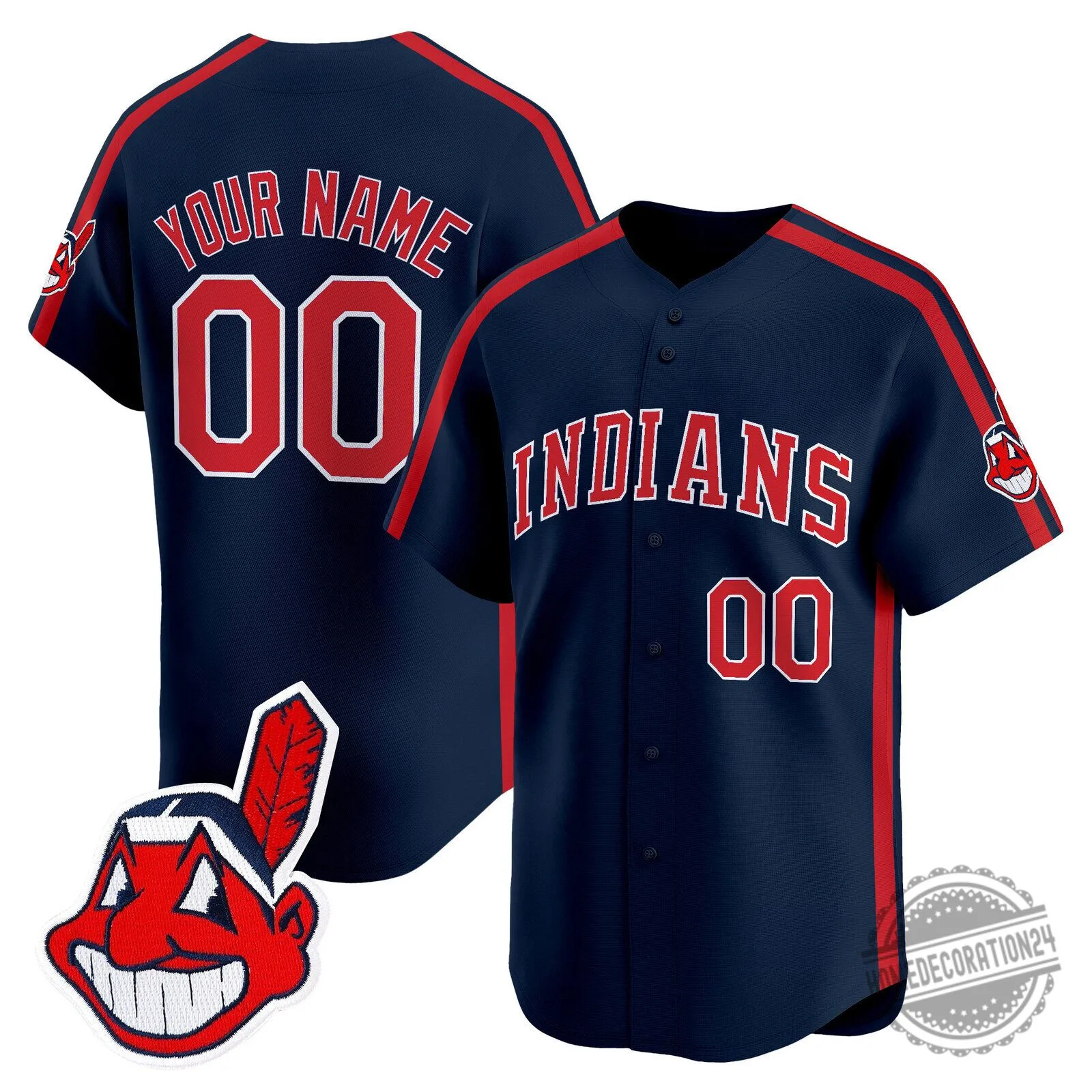 Cleveland Indians Custom Baseball Jersey with Your Name and Number 4 Cleveland Indians Custom Baseball Jersey with Your Name and Number