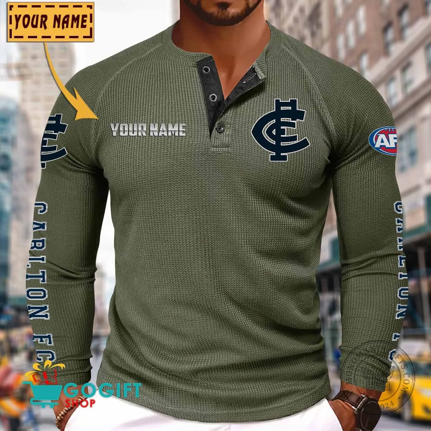 Carlton Football Club Personalized Long Sleeve Henley Shirt 13 Carlton Football Club Personalized Long Sleeve Henley Shirt