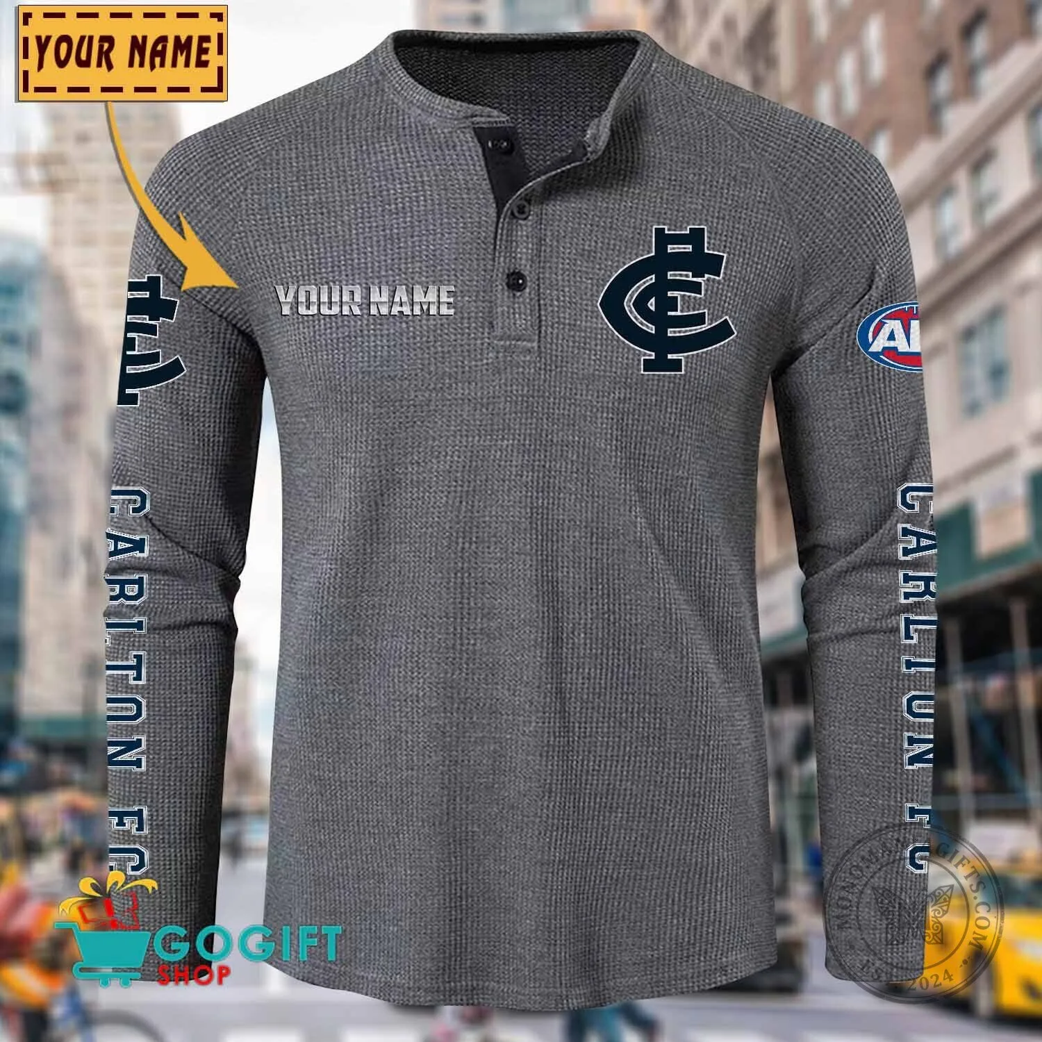 Carlton Football Club Personalized Long Sleeve Henley Shirt 14 Carlton Football Club Personalized Long Sleeve Henley Shirt