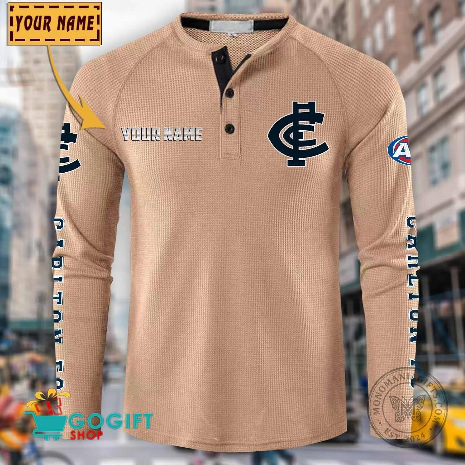 Carlton Football Club Personalized Long Sleeve Henley Shirt 15 Carlton Football Club Personalized Long Sleeve Henley Shirt