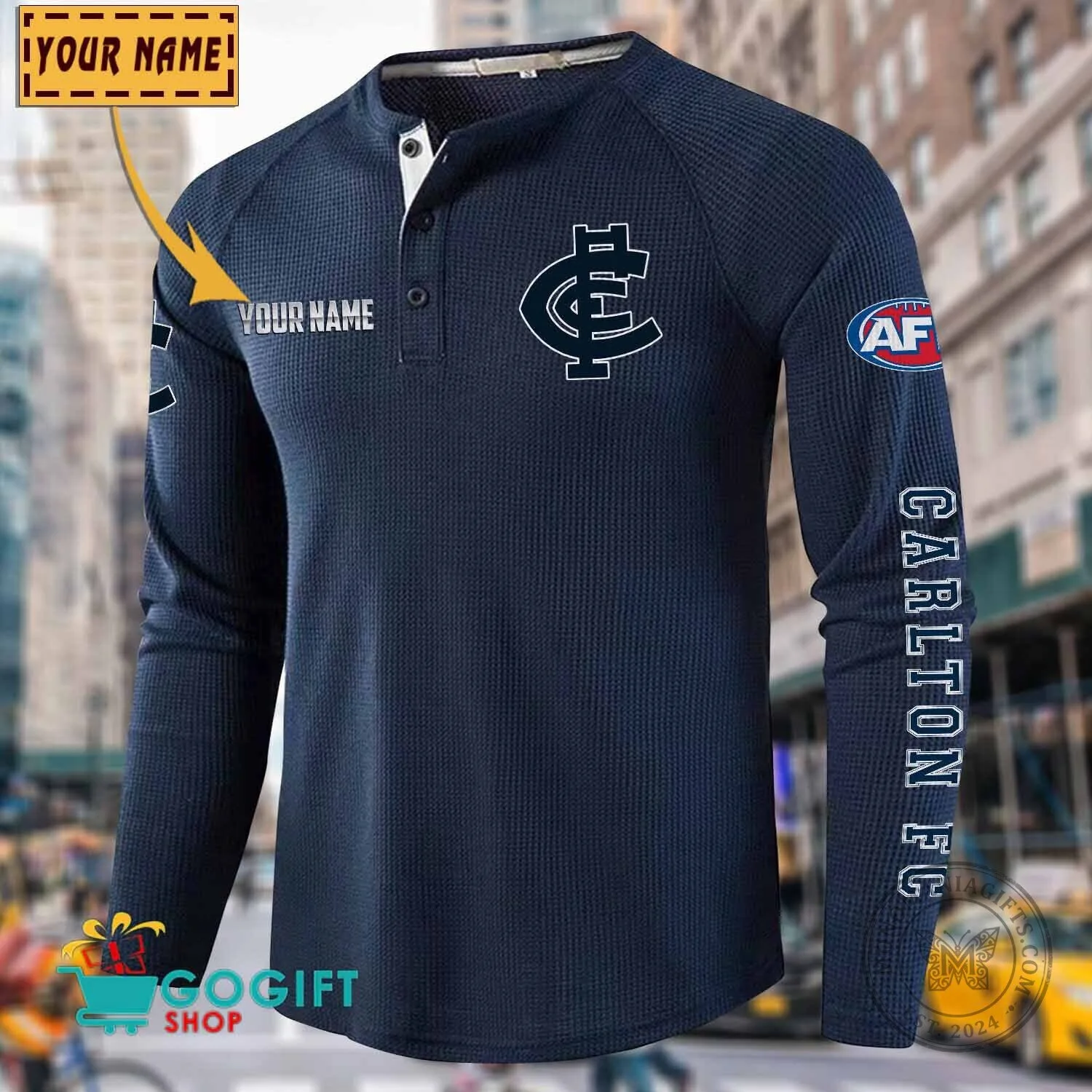 Carlton Football Club Personalized Long Sleeve Henley Shirt 17 Carlton Football Club Personalized Long Sleeve Henley Shirt