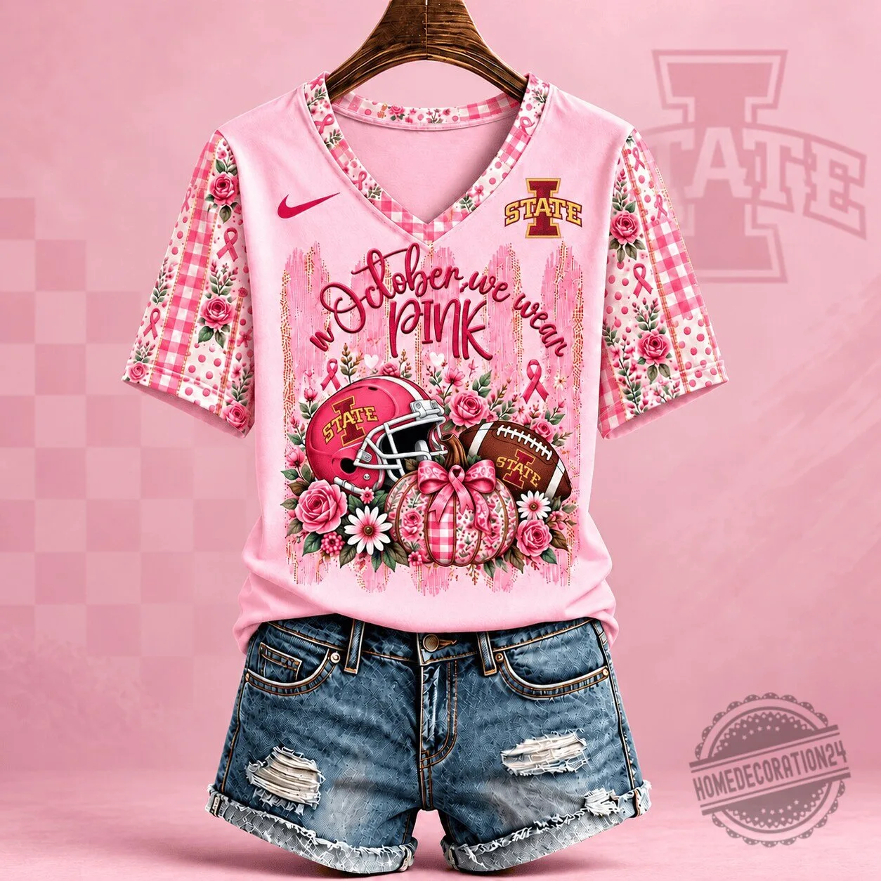 Iowa State Cyclones In October We Wear Pink Breast Cancer Awareness T-Shirt