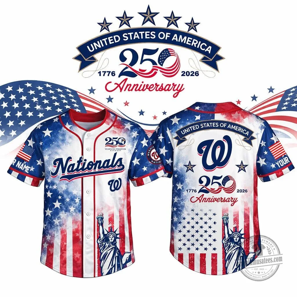 Washington Nationals Personalized 250th Anniversary United States of America Baseball Jersey