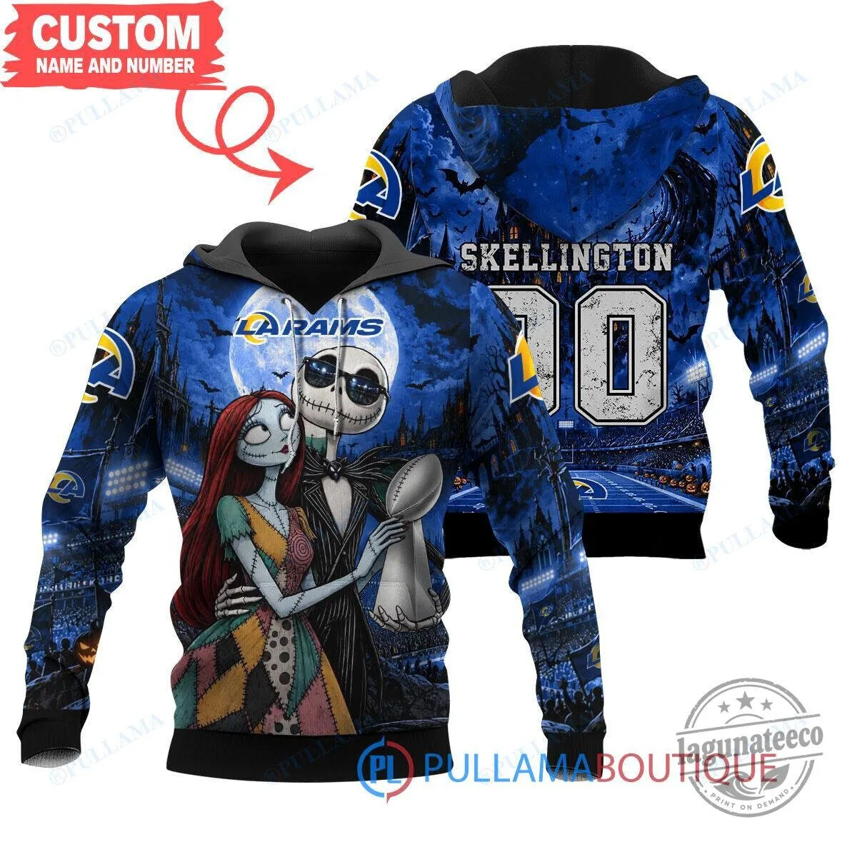 Los Angeles Rams Jack Skellington Sally Super Bowl LVI Champions Hoodie