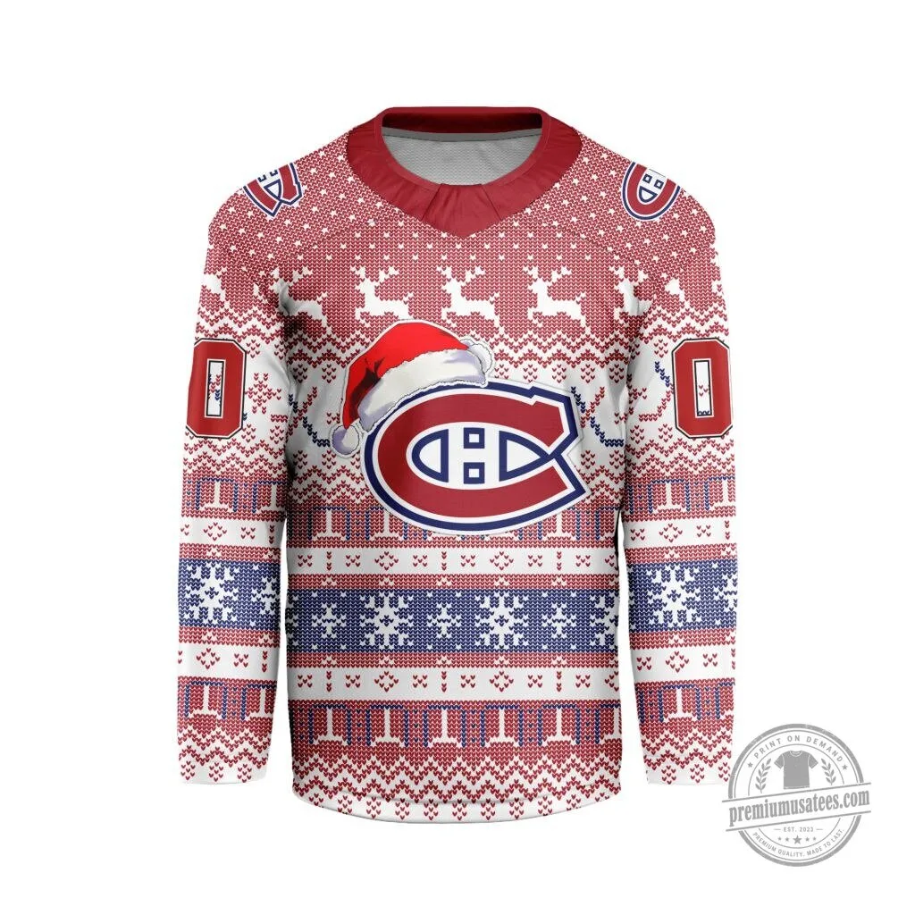 Montreal Canadiens Christmas Ugly Sweater Design Personalized Hockey Jersey