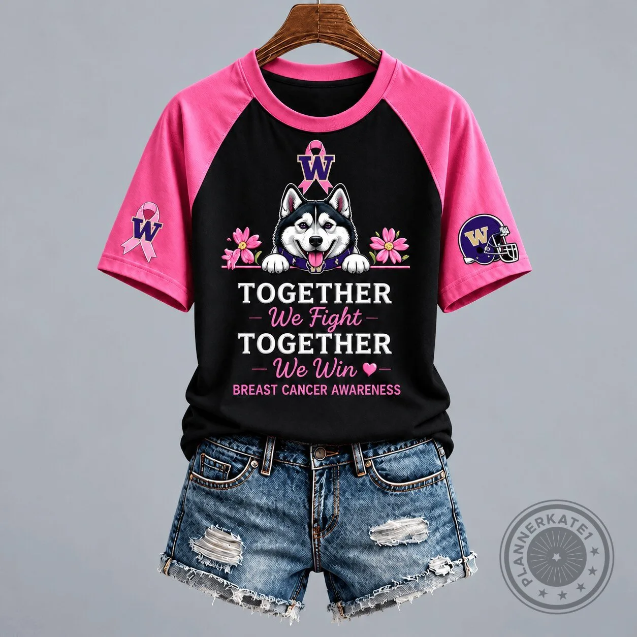 Washington Huskies Together We Fight Breast Cancer Awareness T-Shirt