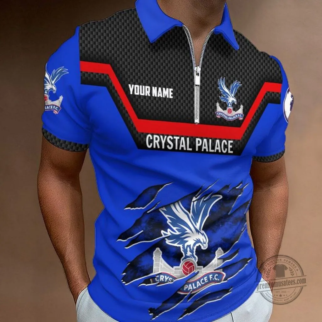 Crystal Palace Personalized Name Zipper Polo Shirt for Men
