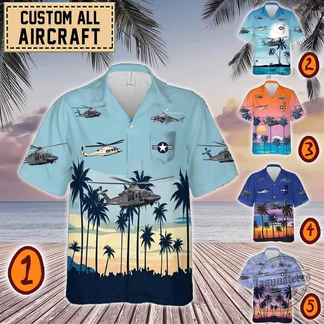 AgustaWestland AW139 Helicopter Tropical Beach Hawaiian Shirt 1 AgustaWestland AW139 Helicopter Tropical Beach Hawaiian Shirt