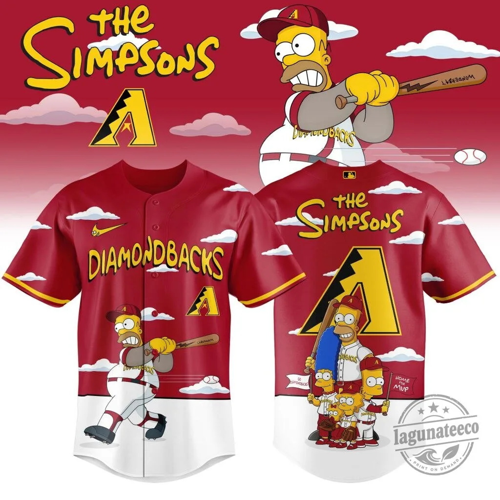 Homer Simpson Baseball Jersey featuring Arizona Diamondbacks and The Simpsons design