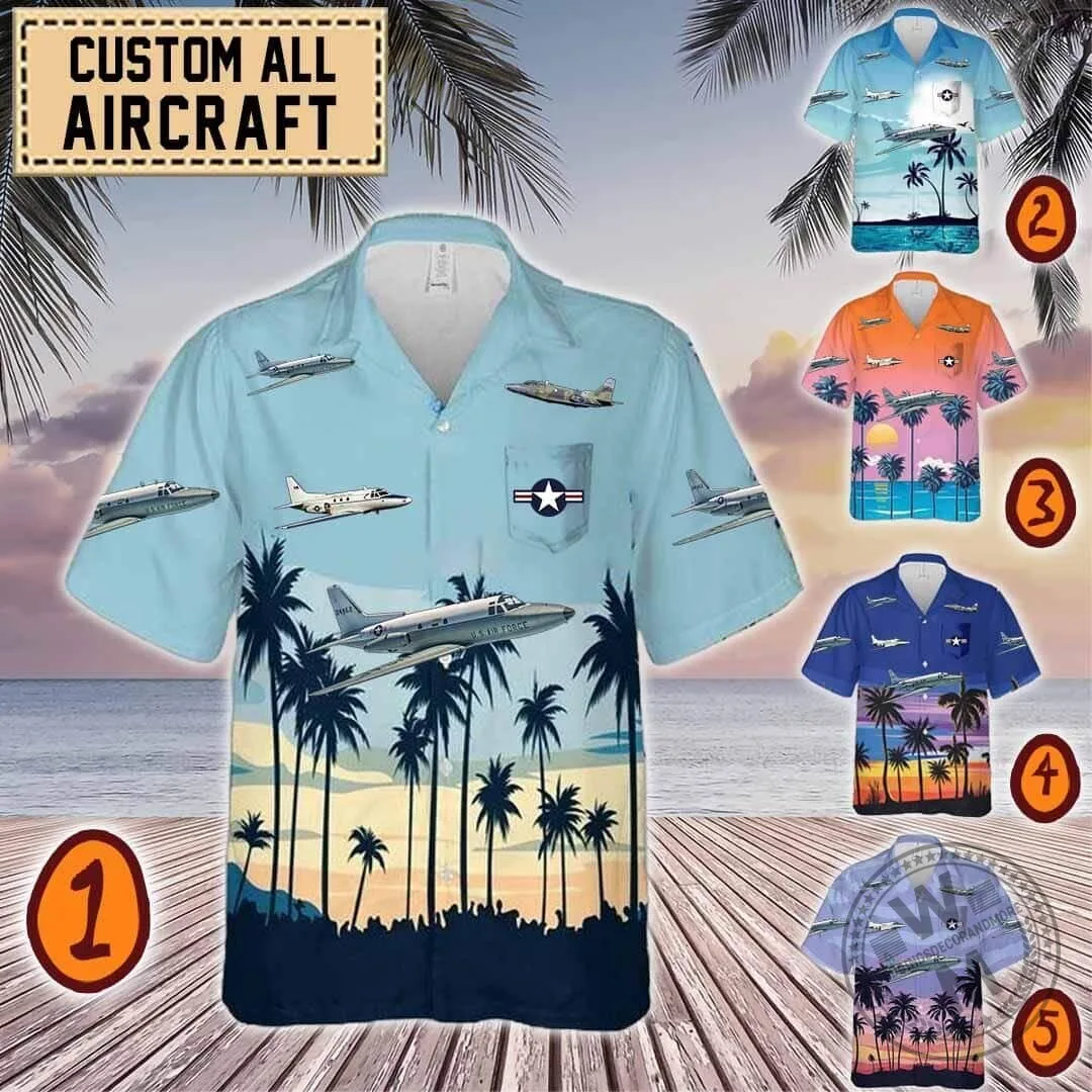 T-39 Sabreliner Military Aircraft Hawaiian Shirt