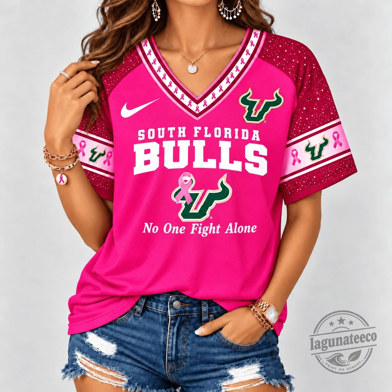 South Florida Bulls No One Fights Alone Breast Cancer Awareness T-Shirt