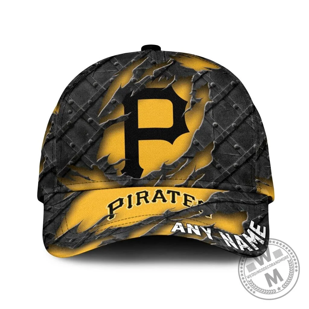 Pittsburgh Pirates Personalized Black Metal Design Baseball Cap Hat