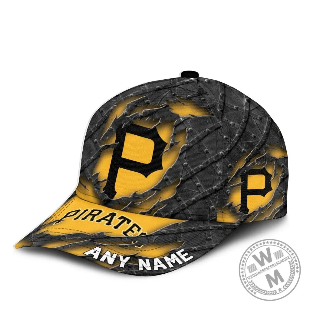 Pittsburgh Pirates Personalized Black Metal Design Baseball Cap Hat 5 Pittsburgh Pirates Personalized Black Metal Design Baseball Cap Hat