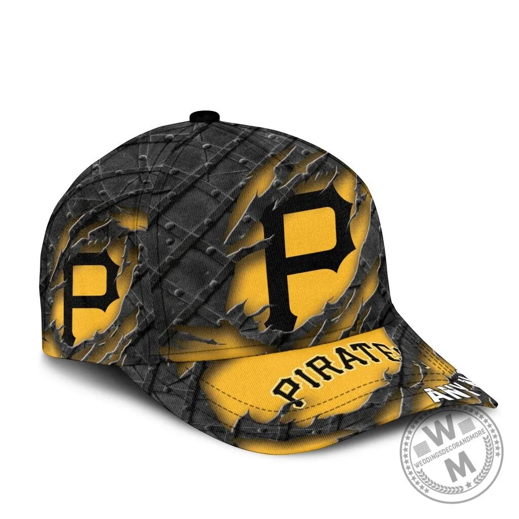 Pittsburgh Pirates Personalized Black Metal Design Baseball Cap Hat 6 Pittsburgh Pirates Personalized Black Metal Design Baseball Cap Hat