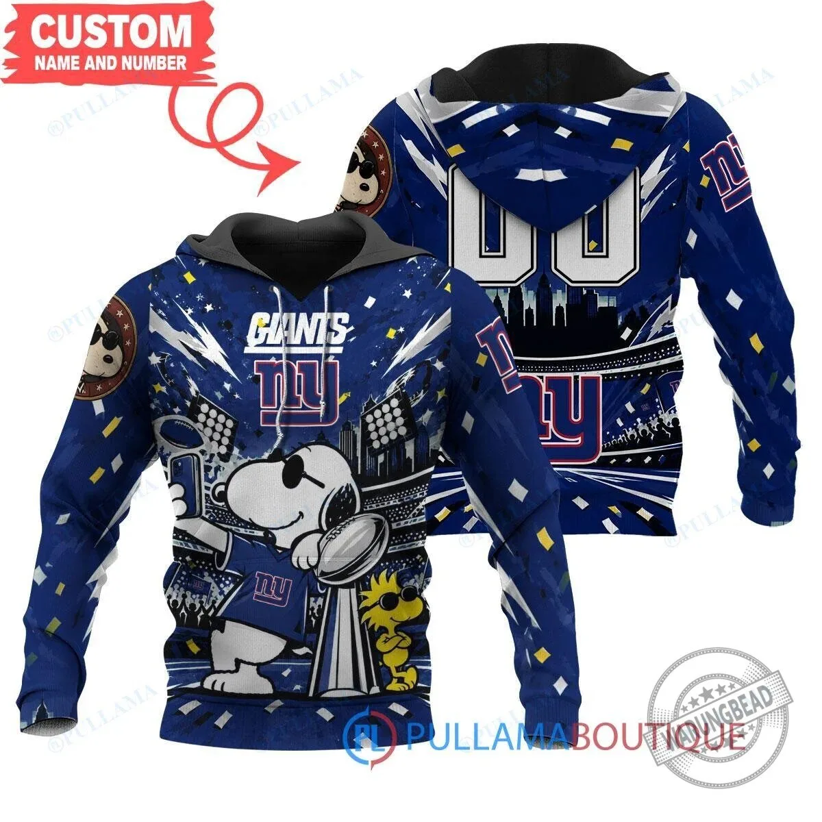 New York Giants Snoopy and Woodstock Super Bowl 2024 Champions Hoodie